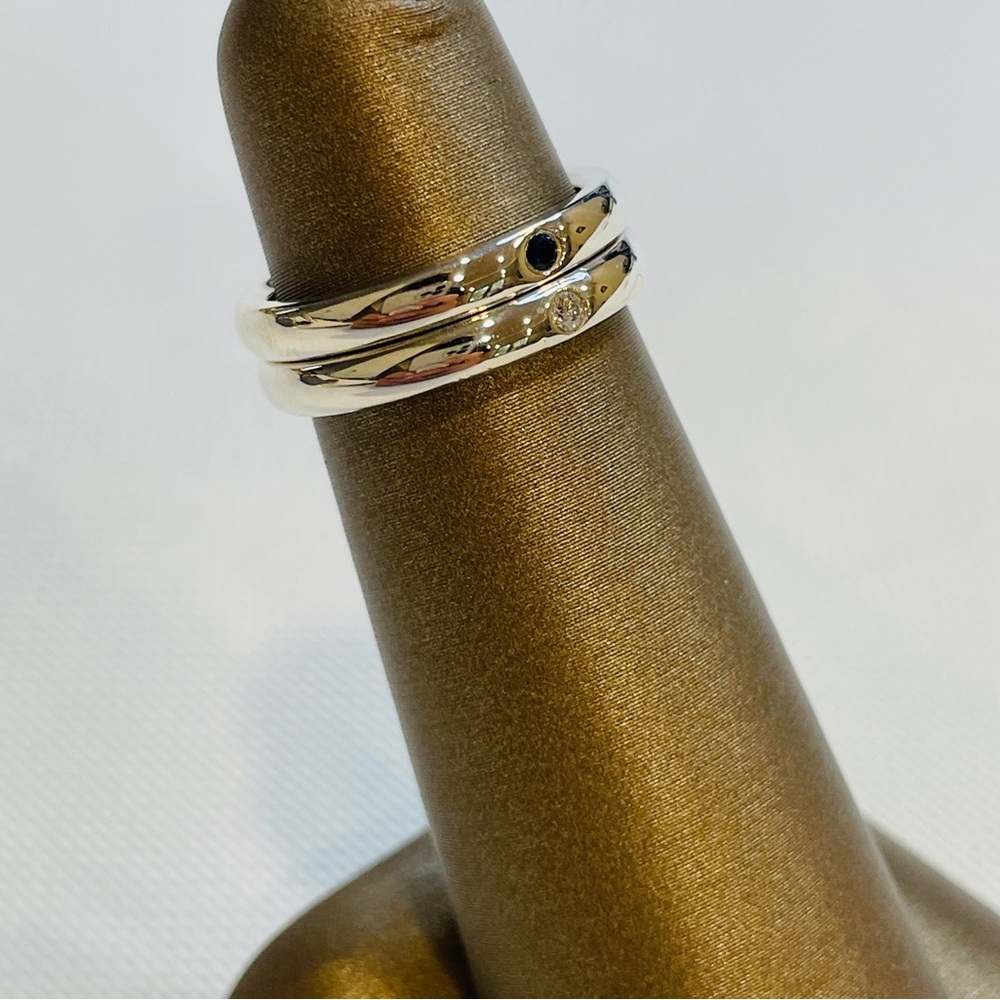 Tiffany & Co. Peretti Sterling Silver Diamond & Sapphire Stacking Band Ring